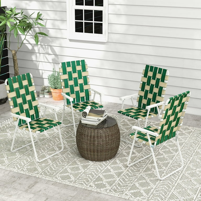 Outsunny 4pc Patio Folding Chairs, Outdoor Camping Chairs, Green | Walmart (US)