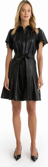 Devin Leather Ruffle Dress | Nordstrom