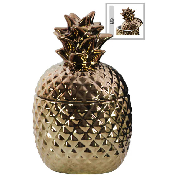 Gold-colored Ceramic Small Pineapple Canister with Glossy Copper Finish | Bed Bath & Beyond