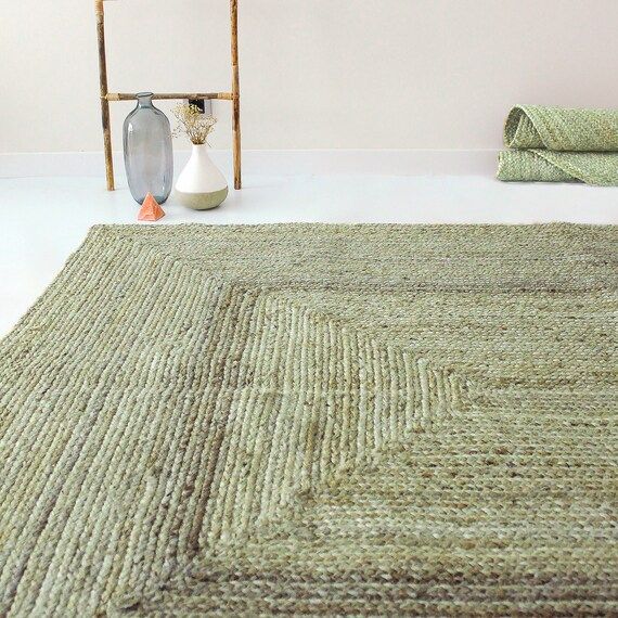 Green Jute Rug. Natural Rug. Jute Handwoven Rug. Size to | Etsy | Etsy (CAD)