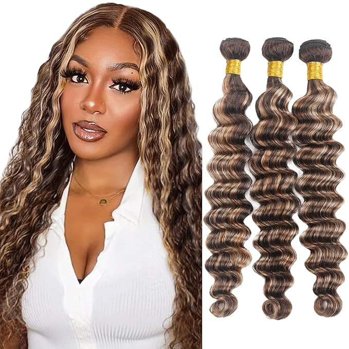 10 10 10 Inch P4613 Bundle Highlight Blonde Deep Wave Human Hair Bundles 8A Grade Two Tone Chocol... | Amazon (US)