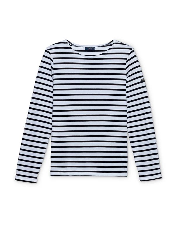 MINQUIDAME - Breton Striped Shirt with Long Sleeve | Soft Cotton | Women Fit (WHITE / NAVY) | Saint James