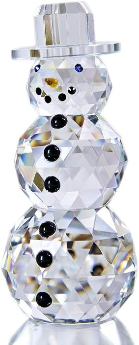 QFkris 4.4" Crystal Snowman Figurines Collectibles with Hat, Crystal Christmas Figurine, Table De... | Amazon (US)