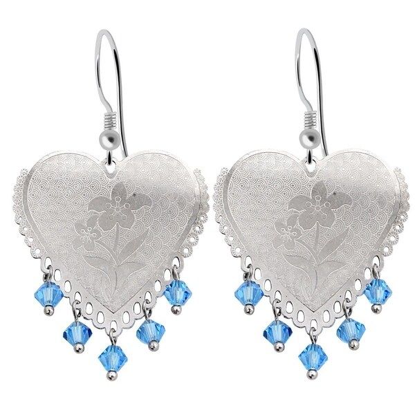 Sky Blue CZ 925 Sterling Silver Heart Earrings by Essence Jewelry | Bed Bath & Beyond
