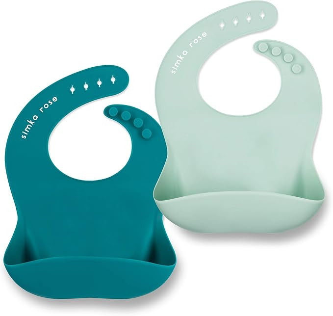 Simka Rose Silicone Baby Bibs with Food Catcher - Adjustable Soft Catch All Bib for Boys & Girls ... | Amazon (US)