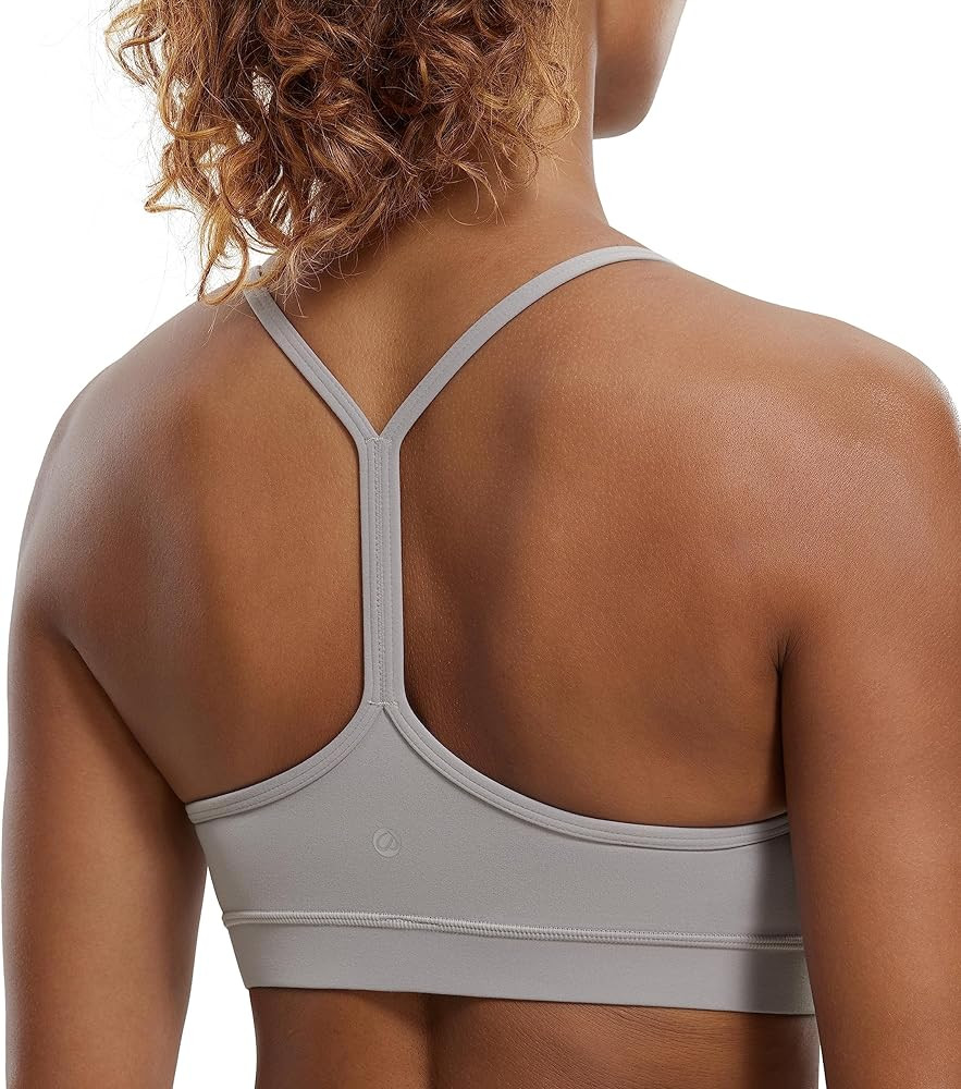 CRZ YOGA Butterluxe Womens Y Back Sports Bra - Padded Racerback Low Impact Spaghetti Thin Strap W... | Amazon (US)