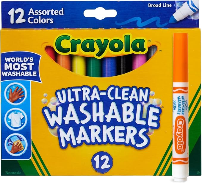 Crayola Broad Line Markers (12 Count), Washable Markers for Kids, Assorted Colors, Arts & Crafts ... | Amazon (US)