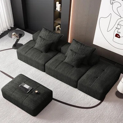 Modern Oversized Modular Sectional Sofa with 2 Ottoman and 2 seat,Sparkling Chenille Fabric Soft Cushion Sofa with 4 Pillows,4 PCS DIY Combination Tuf | Wayfair North America