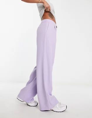 Miss Selfridge tailored wide leg trouser in lilac | ASOS (Global)