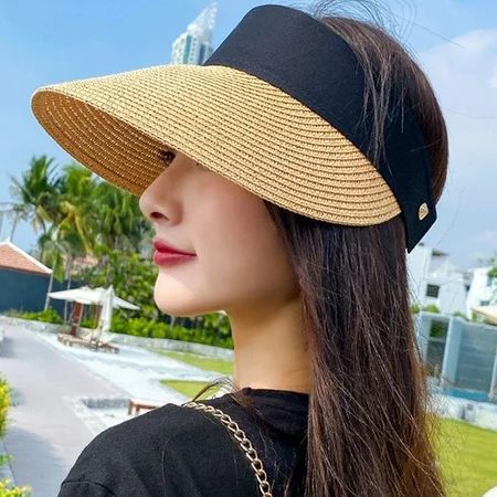 Travelwant Sun Visor Hats for Women Wide Brim Straw Visors Womens Foldable Beach Visors Summer Roll  | Walmart (US)