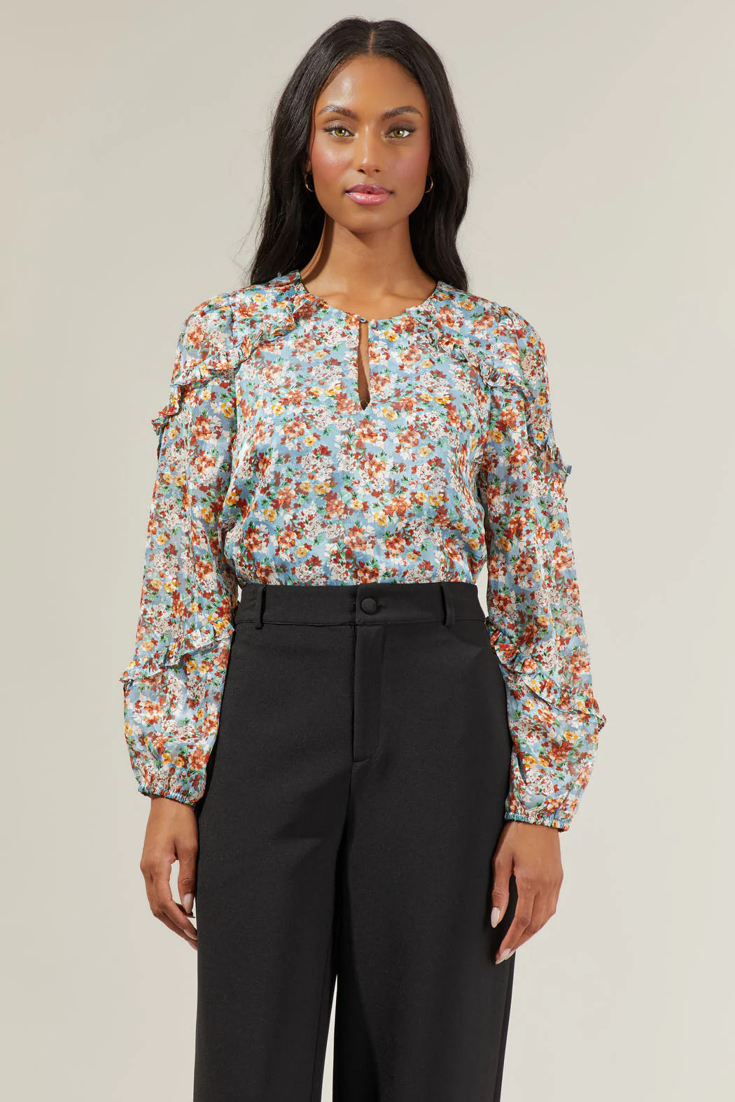 Cindy Floral Long Sleeve Blouse | Sugarlips