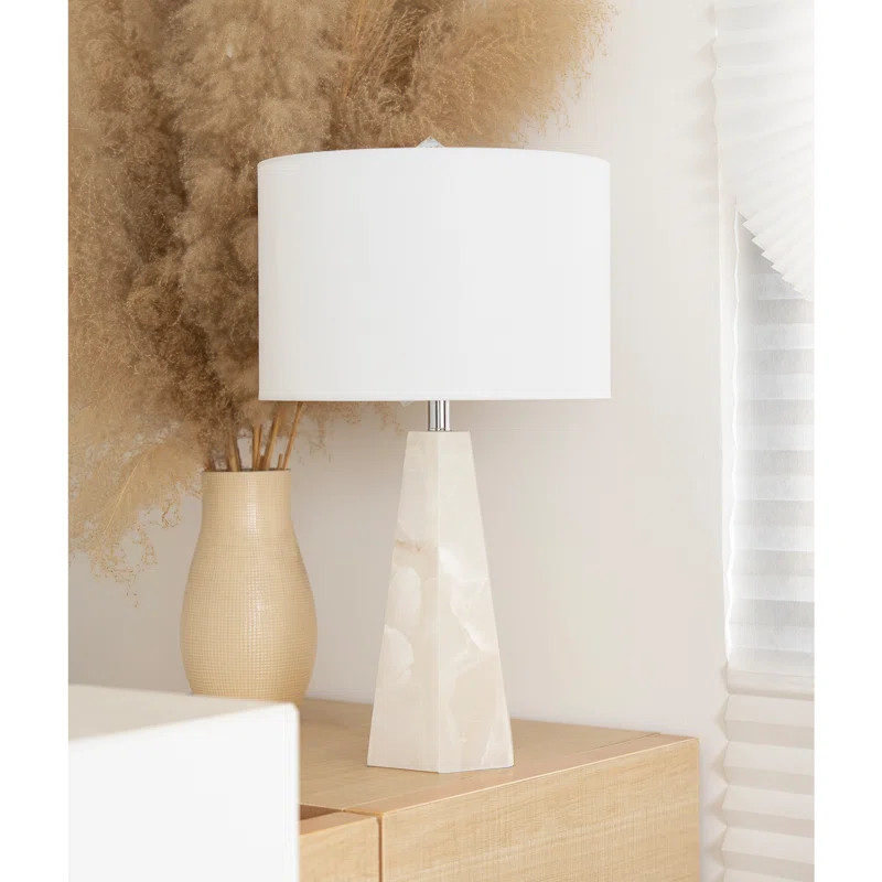 21“H Alabaster Table Lamp with night light | Wayfair North America