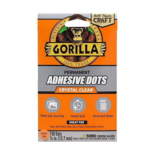 Gorilla Permanent Adhesive Dots, Double-Sided, Clear, 0.5" Diameter, 150 Pieces (Pack of 1) - No ... | Amazon (US)