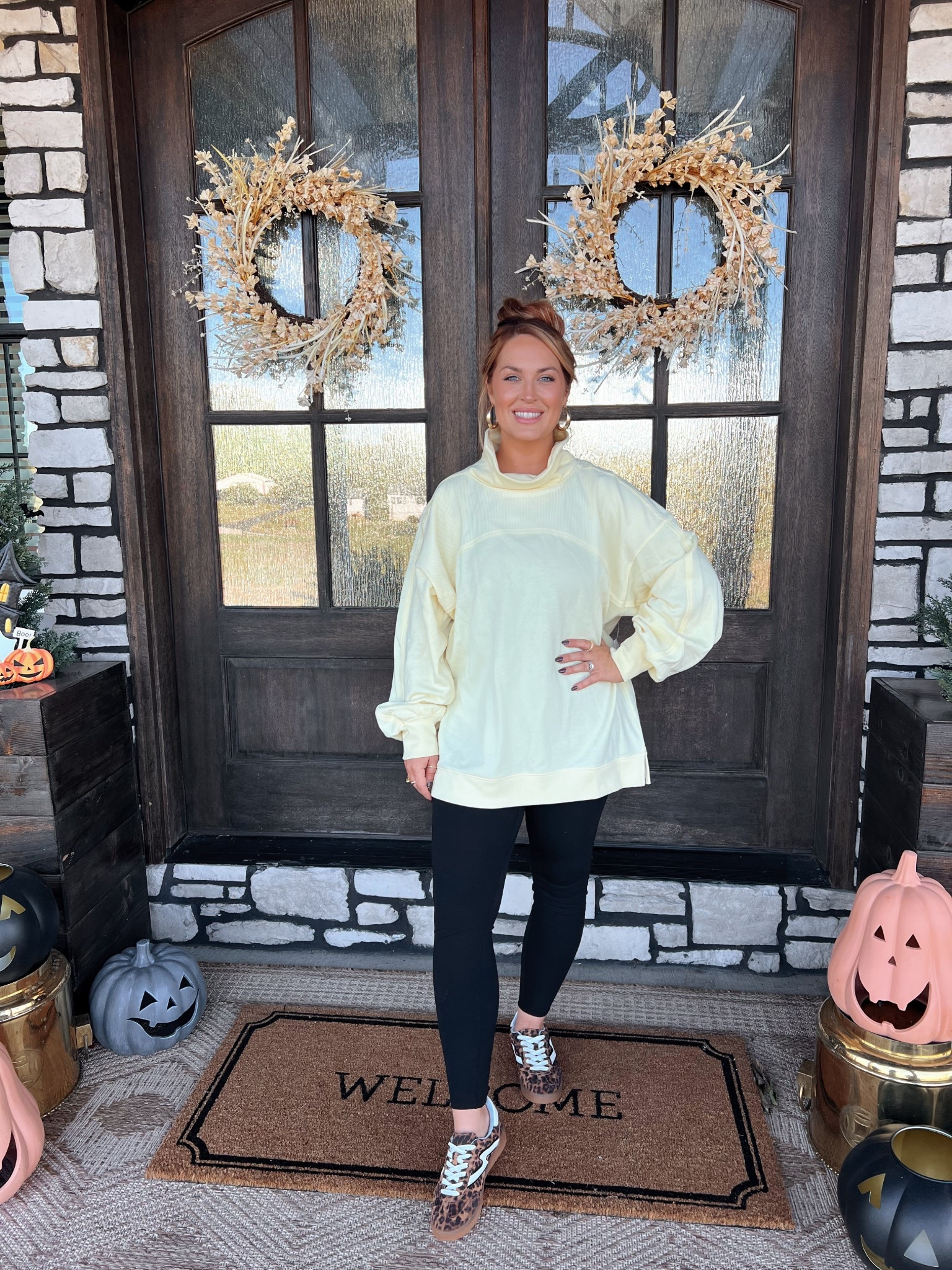 Cozy & cute fall style 🍂 This oversized Walmart pullover sweatshirt is the perfect comfy layer for chilly mornings, errands, or pumpkin patch days. Paired with classic black leggings and the cutest Walmart leopard sneakers — it’s casual, stylish, and budget friendly 🙌

Walmart fall outfit | affordable fall fashion | oversized sweatshirt outfit | leopard sneakers outfit | casual fall outfit | cozy mom style | midsize outfit idea | leggings outfit inspo | Walmart fashion finds | Walmart sneakers | Walmart pullover

#LTKFindsUnder50 #LTKStyleTip #LTKMidsize