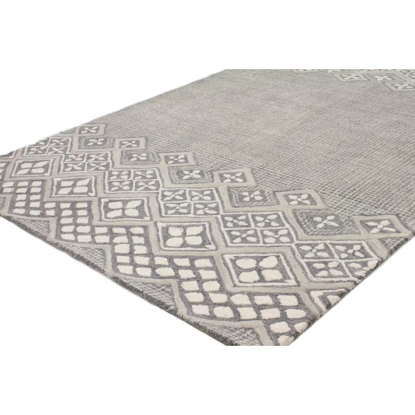 Kolya Hand-Tufted Wool Gray/White Area Rug | Wayfair North America