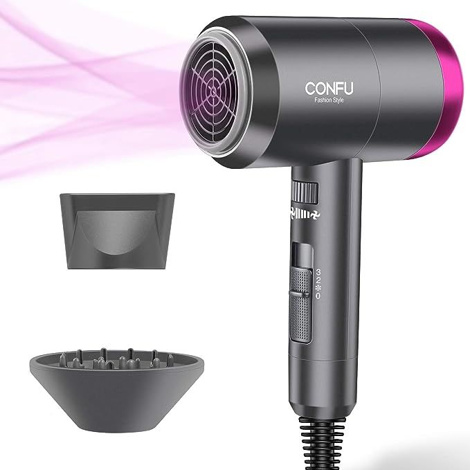 Ionic Hair Dryer, CONFU 1800W Portable Lightweight Blow Dryer, Fast Drying Negative Ion Hairdryer... | Amazon (US)