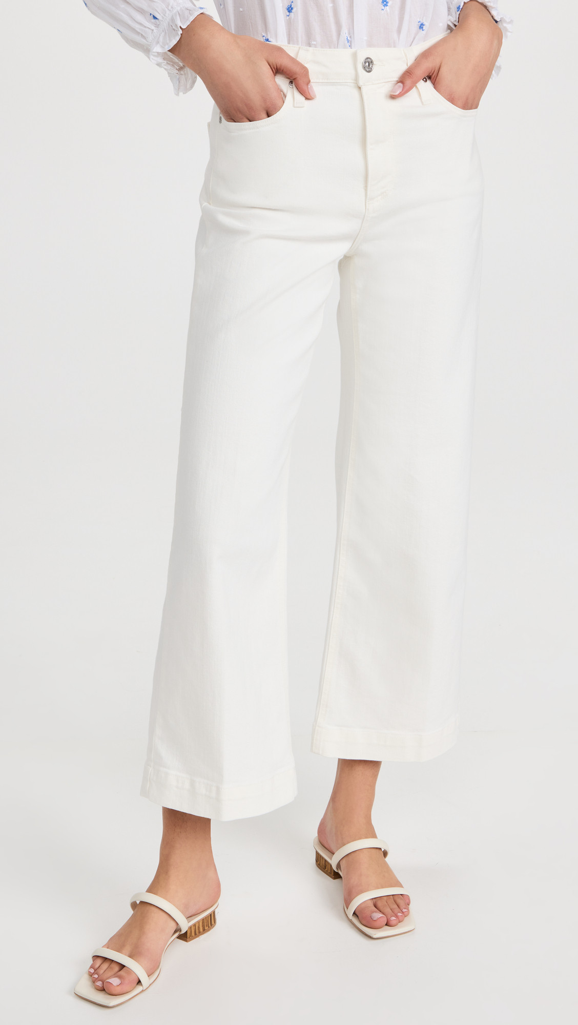 PAIGE Anessa Wide Leg Jeans Light Ecru 30 | Shopbop