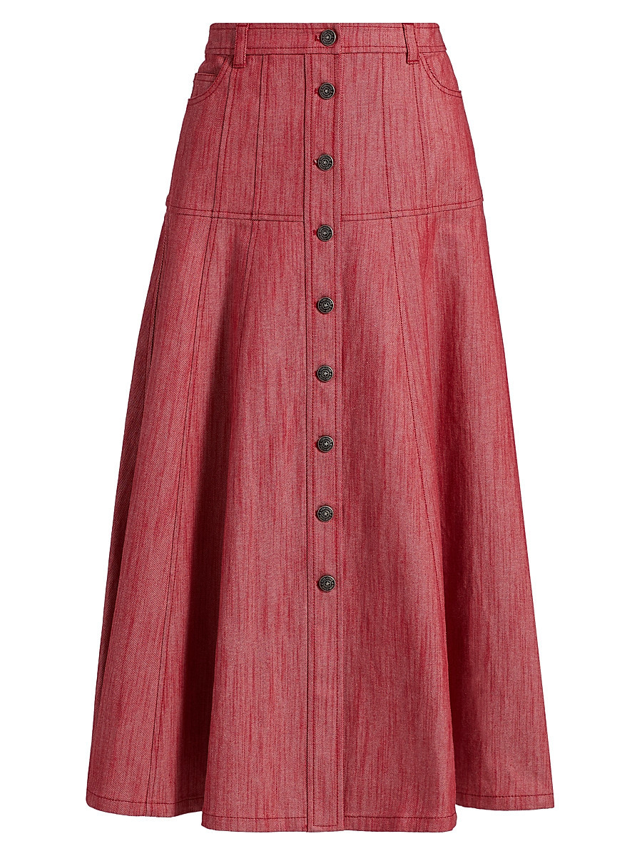 Women's Veena Denim Midi-Skirt - Cherry Rose - Size 8 | Saks Fifth Avenue