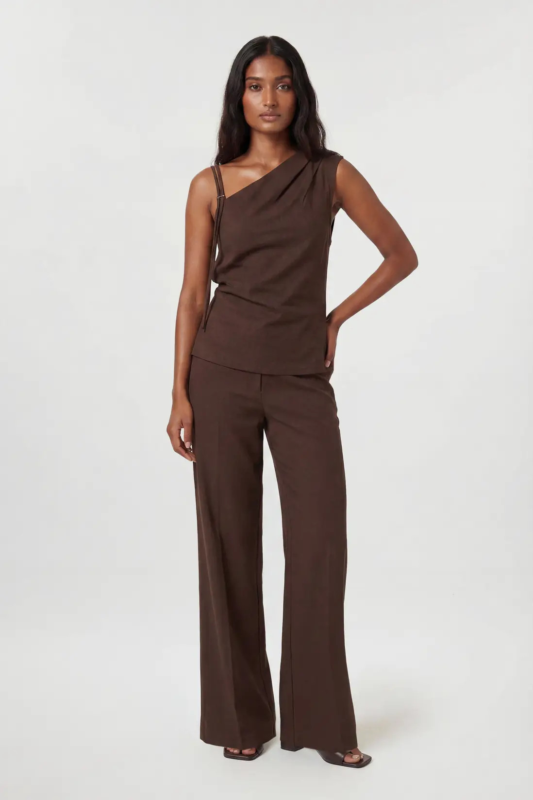Chocolate Modal Trouser Co Ord | Karen Millen | Karen Millen