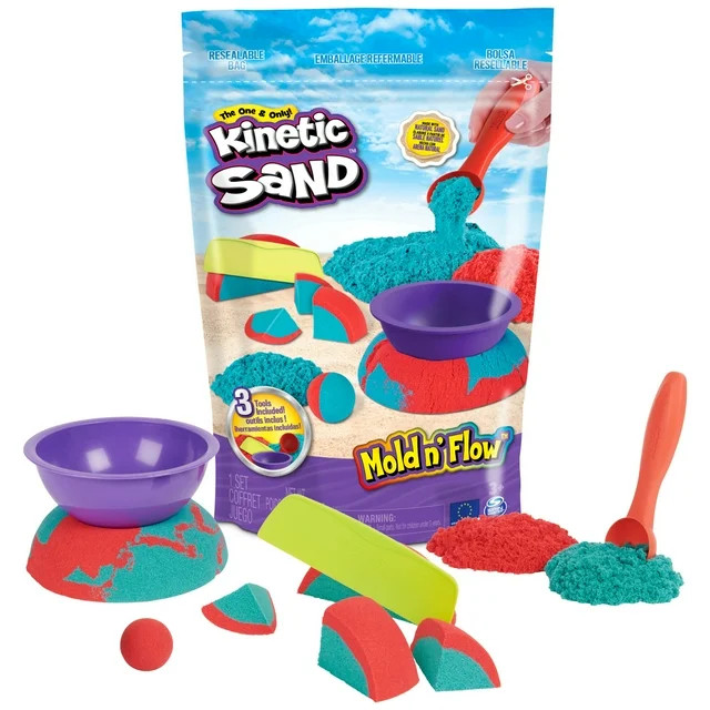 Kinetic Sand Mold n' Flow 1.5lbs Play Sand with 3 Tools | Walmart (US)