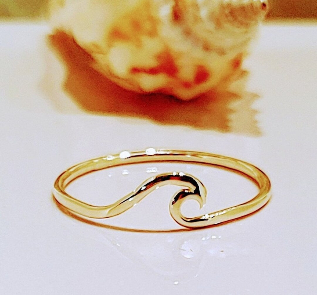 14k/10k Real Solid Gold Baby Wave Ring Gold Surf Ring - Etsy | Etsy (US)