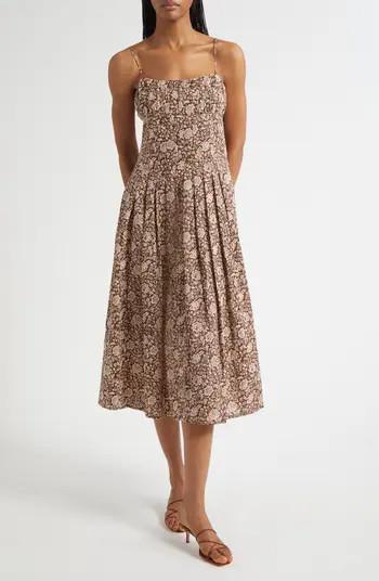MILLE Tully Floral Pleated Cotton Midi Sundress | Nordstrom | Nordstrom