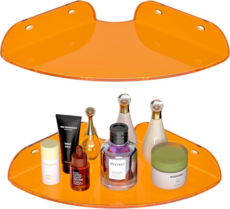 7x7 Inch Corner Shelf Wall Mount Set of 2, Orange Acrylic Corner Floating Shelves, Corner Wall Or... | Amazon (US)