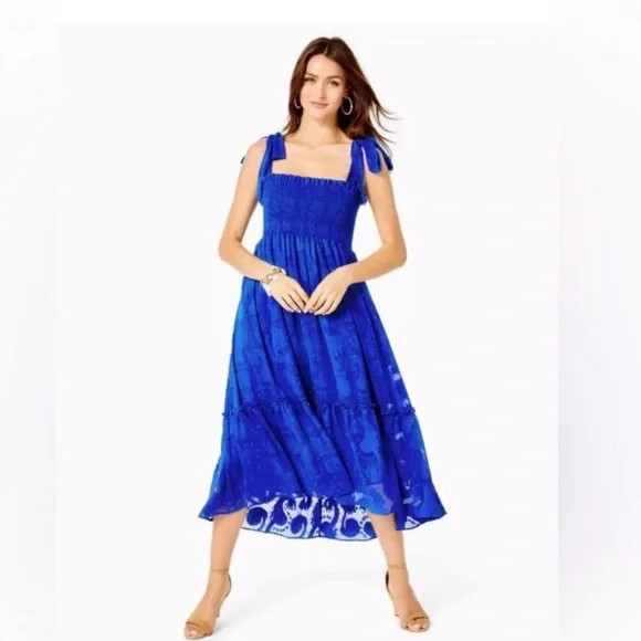 RARE Lilly Pulitzer Rivera Smocked Midi tiered Dress | Poshmark