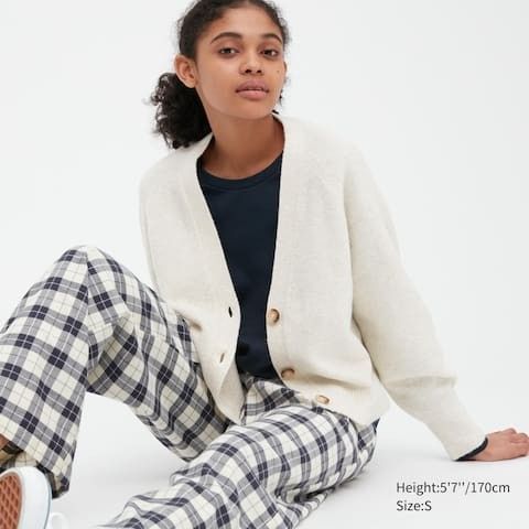 Soufflé Yarn Short Cardigan | UNIQLO UK | UNIQLO (UK)