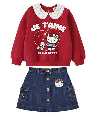 Hello Kitty Toddler and Little Girls 2-Piece Top and Denim Skirt Set - Macy's | Macy's