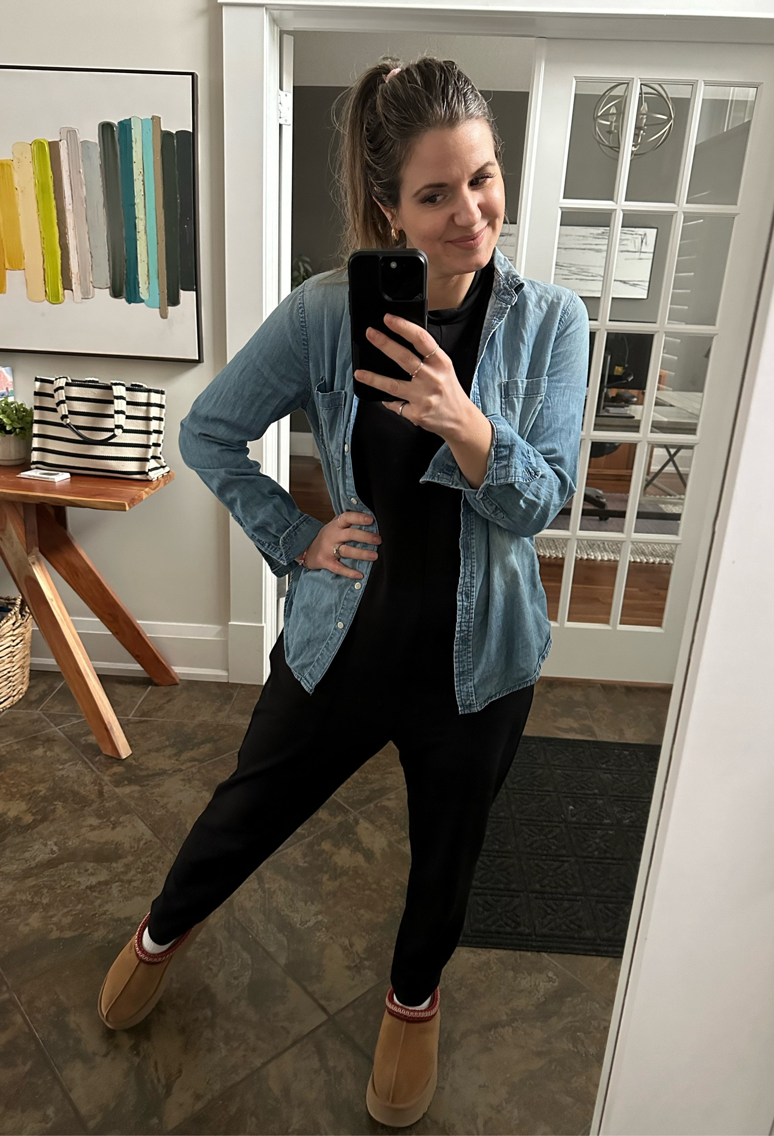 Size xs in the romper - mine is sold out but I linked other favourites from smash + Tess. Use code   TINYTRENDSBYMA to save 15% at smash + Tess. Also the Uggs are in stock run 

#LTKworkwear #LTKshoecrush #LTKstyletip