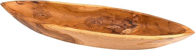 ANDALUCA Hand Carved Teak Wood Canoe Bowl for Potpourri, Entryway, Tabletops, Kitchen, Fruit, Key... | Amazon (US)