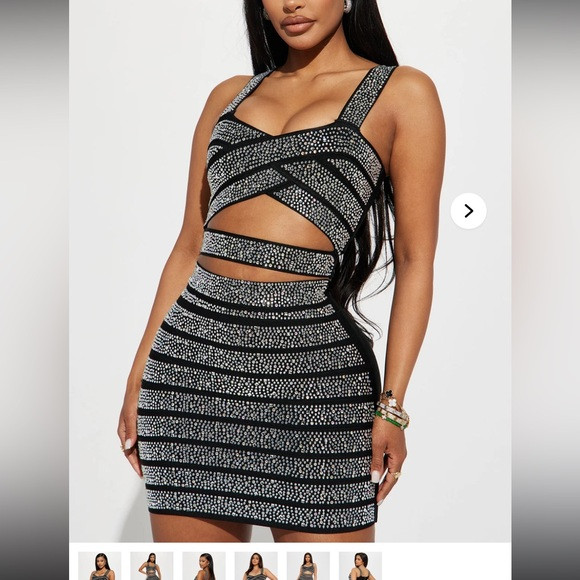 Fashion Nova Black and Silver Skirt Set | Poshmark