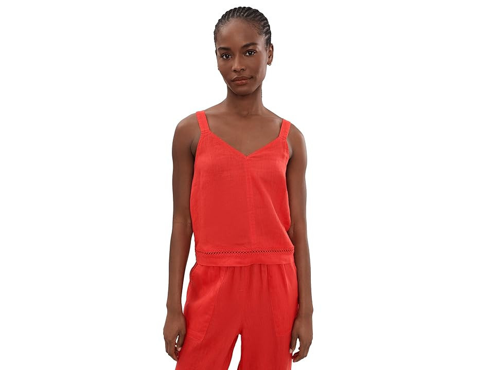 Splendid Stella Linen Trim Tank Women's Clothing Scarlet: XL (Women's 14-16) | Zappos.com