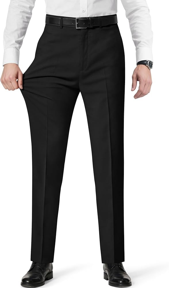 Mens Stretch Dress Pants with Expandable Waist 3 Fits: Slim Fit/Classic Straight/Big & Tall | Amazon (US)