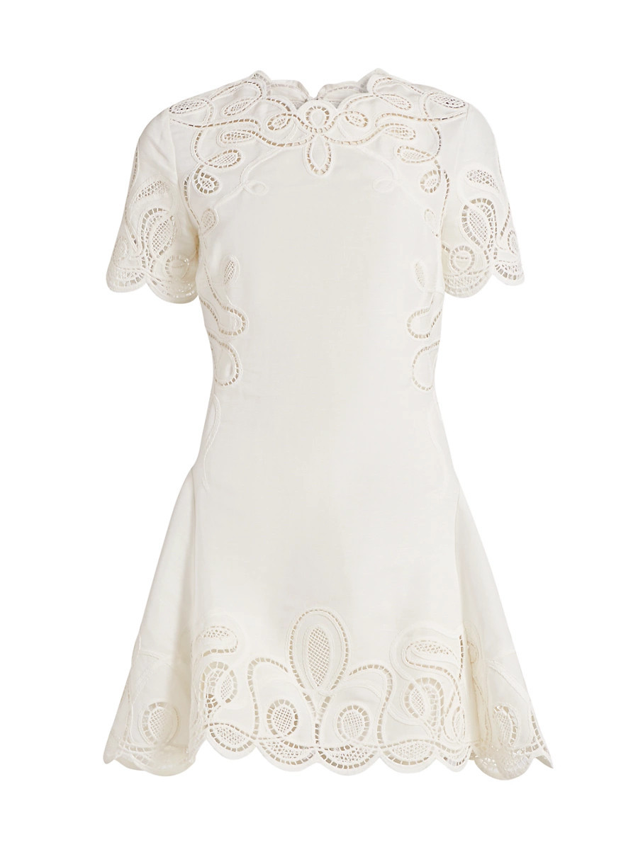 Women's Morrigan Linen-Blend Minidress - Ivory - Size 0 | Saks Fifth Avenue