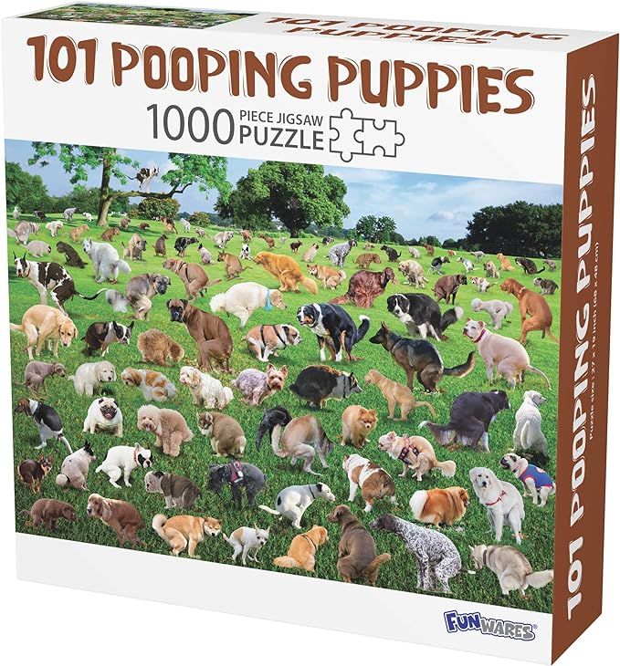 1000 Piece Puzzle, 101 Pooping Puppies, Dogs Pooping Puzzle, Perfect White Elephant Gag Gift, Fun... | Amazon (US)