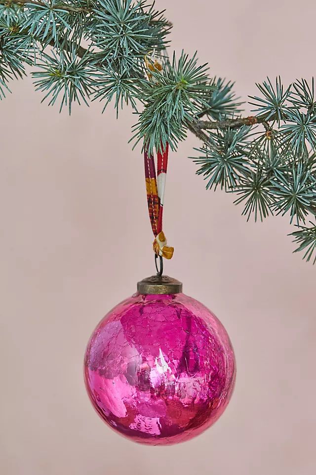 Pink Crackle Globe Ornament | Anthropologie (US)