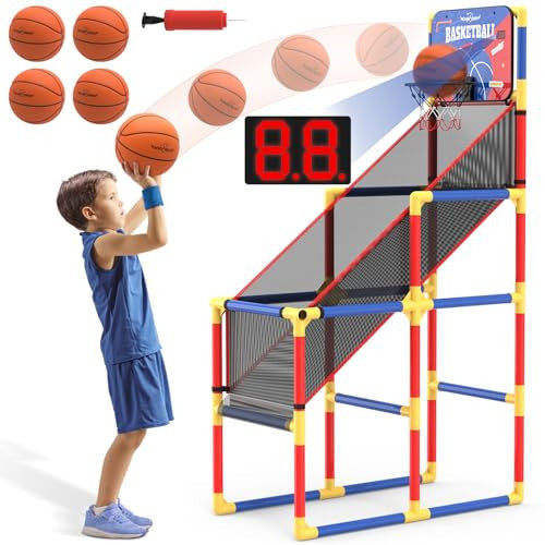 EagleStone Kids Arcade Basketball Game with Electronic Scoreboard and Cheer Sounds, Indoor Outdoor Basketball Hoop with 4 Balls, Game Toy Gift for Ages 3-12 Boys and Girls | Amazon (US)