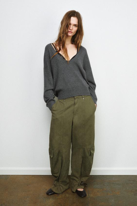 DEEP V-NECK KNIT JUMPER | Zara UK