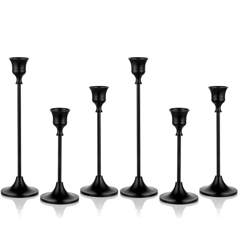 Nuptio Black Taper Candle Holders for Candlesticks, Candlestick Holder Set for Mantel Home Decor ... | Walmart (US)