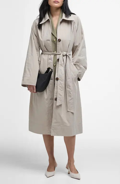 Barbour Garbo Showerproof Trench Coat in Light Sand Rosemary at Nordstrom, Size 14 Us | Nordstrom