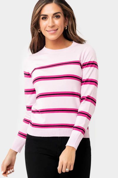 Cupid Striped Long Sleeve Crew Neck Sweater | Gibson