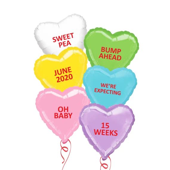 Candy Heart Balloons - Baby Announcement - Set of 6 | Etsy (US)
