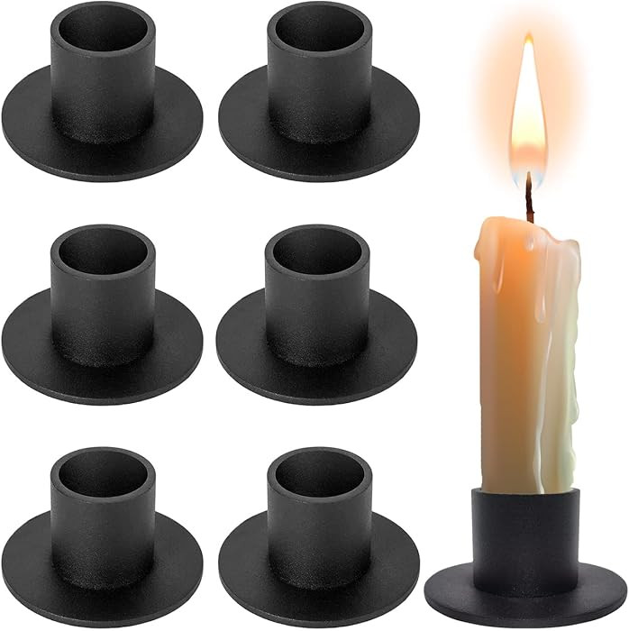 Set of 6 Candle Holders, Black Round Candlestick Holders Taper Candle Holders Decorative Iron Can... | Amazon (CA)