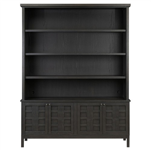 Constance Rustic Lodge Smoked Black Oak Bookcase | Kathy Kuo Home