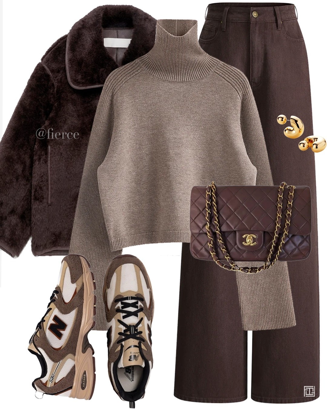 Brown faux fur shearling coat taupe turtleneck jumper brown jeans new balance sneakers casual chic comfy weekend outfit 

#LTKwinter #LTKeurope #LTKuk