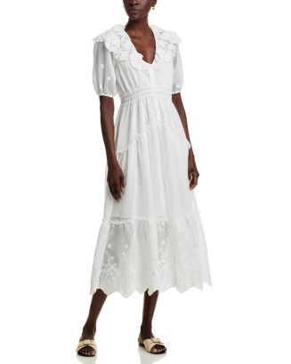 AQUA Embroidered Ruffle Short Sleeve Maxi Dress - Exclusive  | Bloomingdale's Women | Bloomingdale's (US)