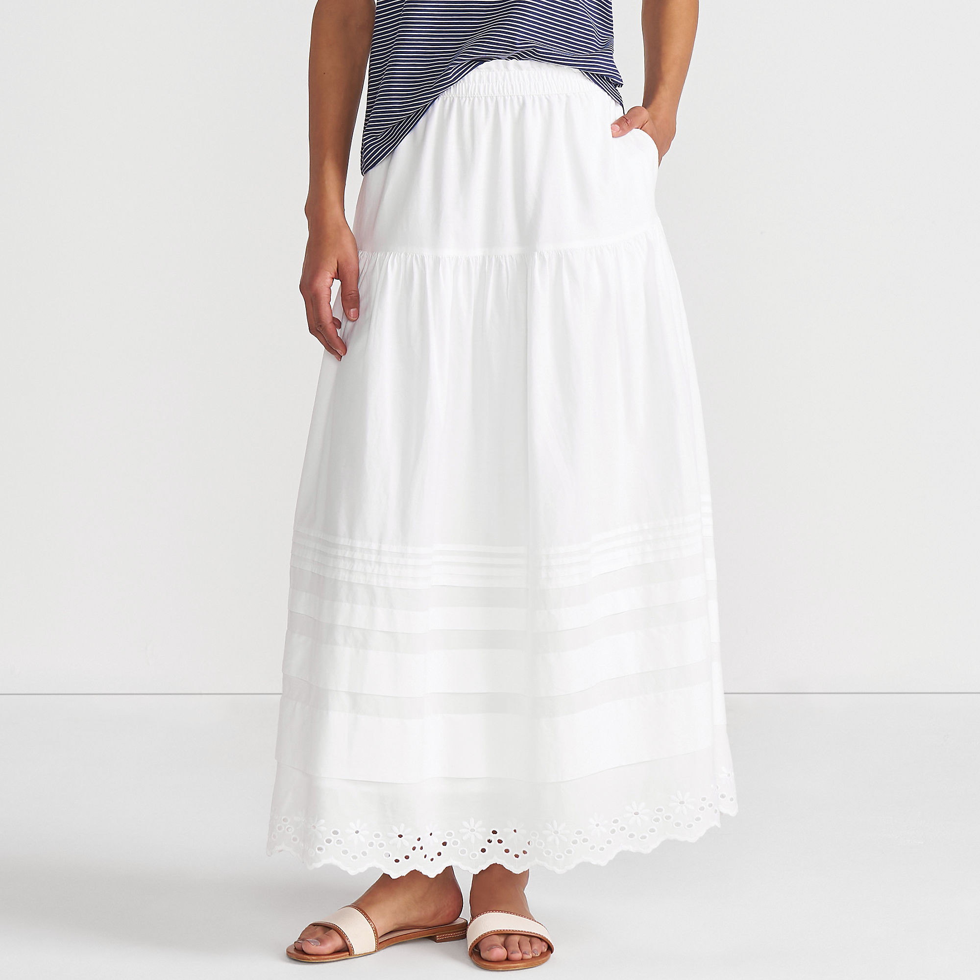 Women's Voile Tiered Eyelet Maxi Skirt | Lands' End (US)