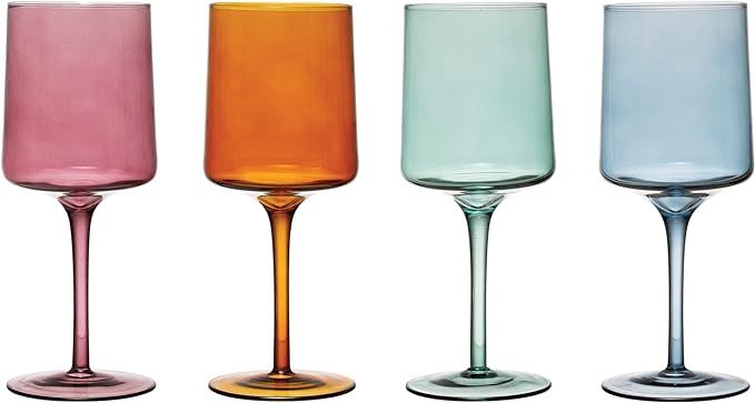 Creative Co-Op Wine Glass, 4 Colors | Amazon (US)